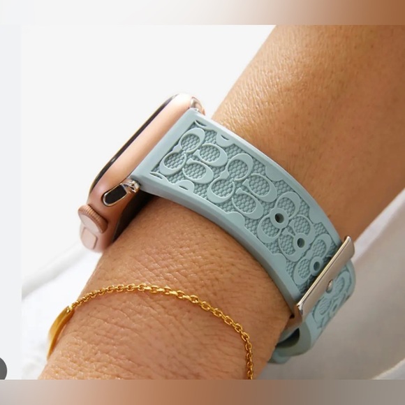 NWOT coach signature Apple watch silicone band strap, BLUE, 38/40/41mm - Picture 2 of 6